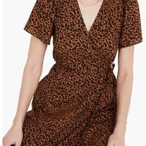 Madewell Leopard Wrap Mini Dress